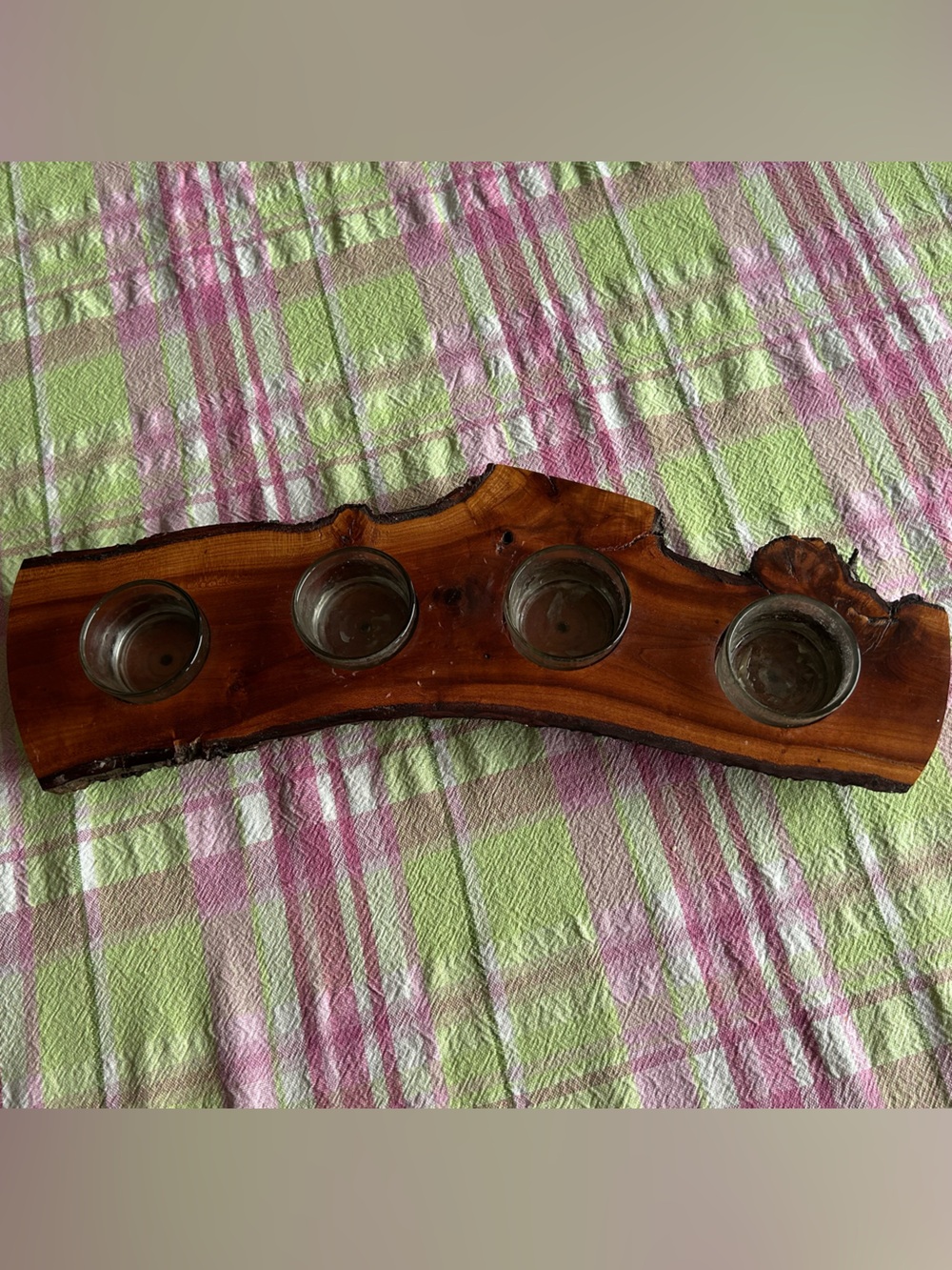 Live Edge Wood Tealight Holder - Natural Brown